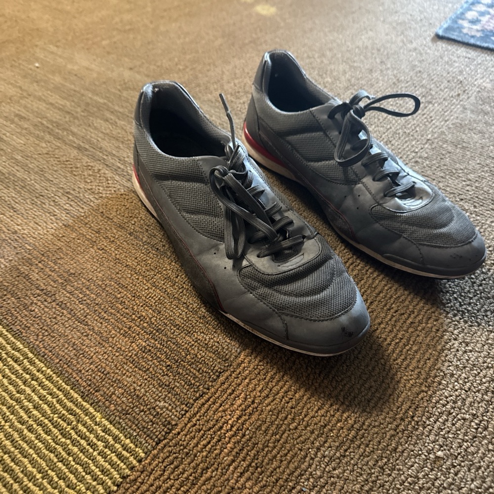 Hugo Boss Gray and Red Sneakers